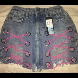 Colin Denim Skirt with Sexy Neon (NWT)